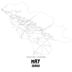 May Idaho. US street map with black and white lines.