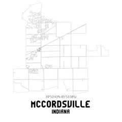 Mccordsville Indiana. US street map with black and white lines.