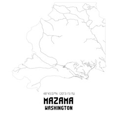 Mazama Washington. US street map with black and white lines.