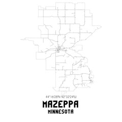 Mazeppa Minnesota. US street map with black and white lines.