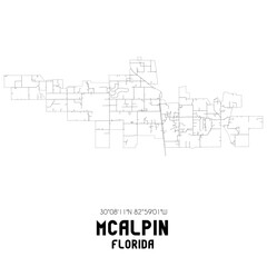 McAlpin Florida. US street map with black and white lines.