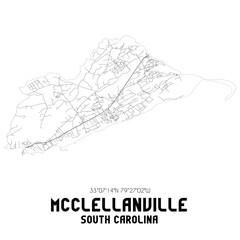 McClellanville South Carolina. US street map with black and white lines.