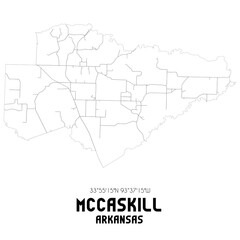 McCaskill Arkansas. US street map with black and white lines.