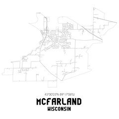 Mcfarland Wisconsin. US street map with black and white lines.