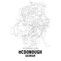 Mcdonough Georgia. US street map with black and white lines. - obrazy, fototapety, plakaty