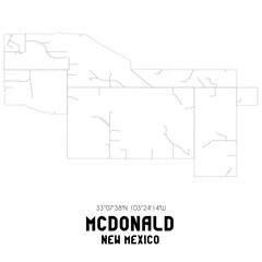 Mcdonald New Mexico. US street map with black and white lines.
