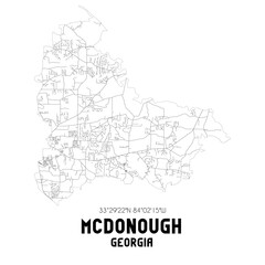 Obraz premium Mcdonough Georgia. US street map with black and white lines.