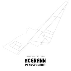 McGrann Pennsylvania. US street map with black and white lines.