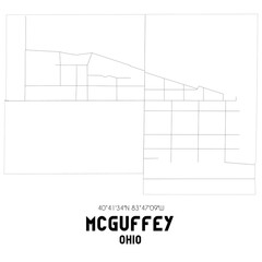 McGuffey Ohio. US street map with black and white lines.