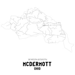 McDermott Ohio. US street map with black and white lines.