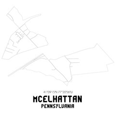 McElhattan Pennsylvania. US street map with black and white lines.