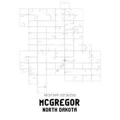 Mcgregor North Dakota. US street map with black and white lines.