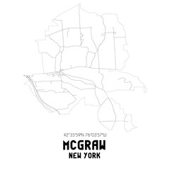 McGraw New York. US street map with black and white lines.