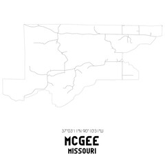 McGee Missouri. US street map with black and white lines.