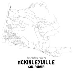 Mckinleyville California. US street map with black and white lines.