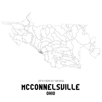 Mcconnelsville Ohio. US street map with black and white lines.