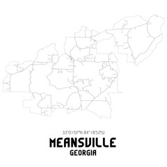 Meansville Georgia. US street map with black and white lines.