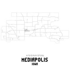 Mediapolis Iowa. US street map with black and white lines.