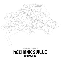 Mechanicsville Maryland. US street map with black and white lines.