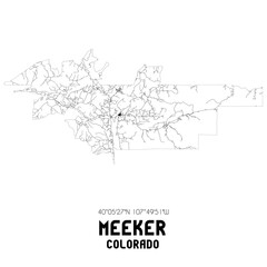 Meeker Colorado. US street map with black and white lines.