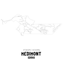 Medimont Idaho. US street map with black and white lines.