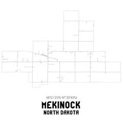Mekinock North Dakota. US street map with black and white lines.