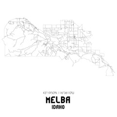 Melba Idaho. US street map with black and white lines.