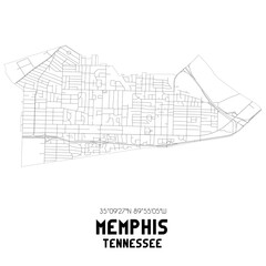 Memphis Tennessee. US street map with black and white lines.