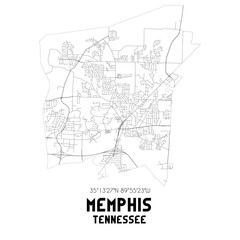 Obraz premium Memphis Tennessee. US street map with black and white lines.