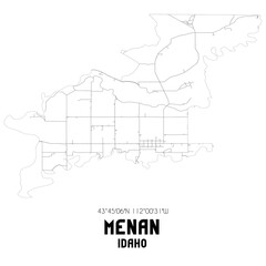 Obraz premium Menan Idaho. US street map with black and white lines.