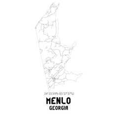 Menlo Georgia. US street map with black and white lines.