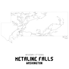 Metaline Falls Washington. US street map with black and white lines.