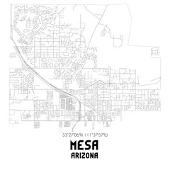Mesa Arizona. US street map with black and white lines.