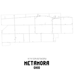 Metamora Ohio. US street map with black and white lines.