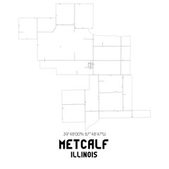 Metcalf Illinois. US street map with black and white lines.