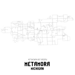 Metamora Michigan. US street map with black and white lines.