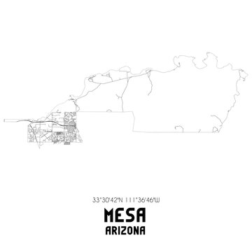 Mesa Arizona. US street map with black and white lines.