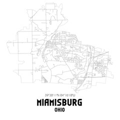 Fototapeta na wymiar Miamisburg Ohio. US street map with black and white lines.