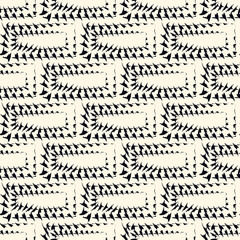 Brick wall motif handdrawn classic geometric print. Paint brush strokes seamless pattern. Freehand grunge design background. Modern urban ornament