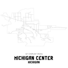 Michigan Center Michigan. US street map with black and white lines.