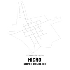Micro North Carolina. US street map with black and white lines.