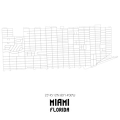 Miami Florida. US street map with black and white lines.