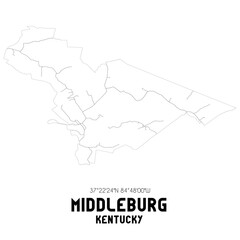 Middleburg Kentucky. US street map with black and white lines.