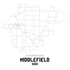 Middlefield Ohio. US street map with black and white lines.
