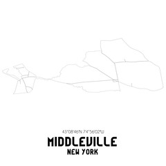 Middleville New York. US street map with black and white lines.