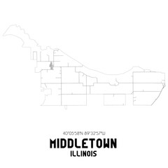 Middletown Illinois. US street map with black and white lines.