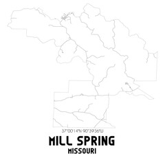 Mill Spring Missouri. US street map with black and white lines.
