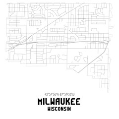 Fototapeta premium Milwaukee Wisconsin. US street map with black and white lines.
