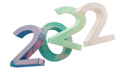 year symbol 2022 blue to white 3d-illustration