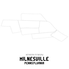 Milnesville Pennsylvania. US street map with black and white lines.
